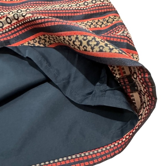 NWT Women’s Ann Taylor LOFT Navy Blue Gold Aztec Stripe Cotton Shift Skirt 8 - Picture 8 of 10